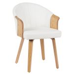 Καρέκλα Τραπεζαρίας ArteLibre CASSIAN Λευκό/Φυσικό Ξύλο/PU 55x58x78cm