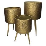 Κασπώ ArteLibre Φύλλο Χρυσό Μέταλλο 25x25x46.5cm Σετ 3Τμχ