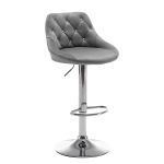 Σκαμπό Bar ArteLibre JORDO Με Πλάτη Πτυσσόμενο Γκρι Βελούδο/Μέταλλο 46x46x83-105cm