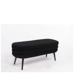 Παγκάκι Ottoman ArteLibre TONDO Μαύρο Ύφασμα Teddy/Μέταλλο 42x112x44cm