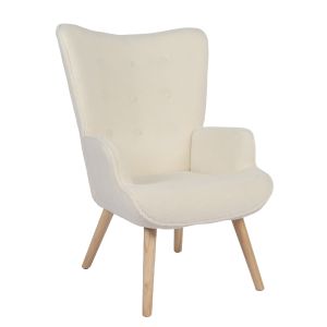 Πολυθρόνα ArteLibre MARION Λευκό Ύφασμα Μπουκλέ/Ξύλο 73x69x96cm