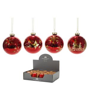 Χριστουγεννιάτικη Μπάλα Κόκκινο/Χρυσό 80mm Σε 4 Σχέδια