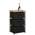 Συρταριέρα ArteLibre MIFUNE Με 3 Συρτάρια Μαύρο/Δρυς Μέταλλο/Non-Woven/Μοριοσανίδα 40x30x68cm