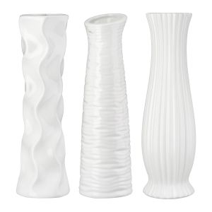 Βάζο Κεραμικό Λευκό Ποικιλία 3 φορές D9X34Cm D9X34Cm