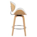 Σκαμπό Bar ArteLibre LYRIAN Λευκό/Φυσικό Ξύλο/PU 52x55x107cm