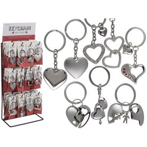 Μπρελόκ Καρδούλα Ασημί Μέταλλο 8cm Σε 8 Σχέδια