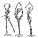 Φιγούρα Μπαλαρίνα 'Adeline' Πολυρεζίνη Ασημί 3Τμχ 9.5x10x29.5cm