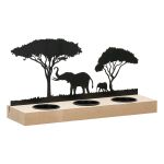 Κηροπήγιο ρεσώ Μοτίφ ελέφαντα Μεταλλικό Μαύρο Φυσικά Χρώματα 2 Ποικιλία 24X7X13Cm 24X7X13Cm