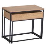 Τραπεζάκι Σαλονιού ArteLibre BELLINGTON Δρυς/Μαύρο Μοριοσανίδα/Μέταλλο 60x30x50/55x30x45cm Σετ 2Τμχ