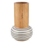 Βάζο 'Black & White' Πουά/Ριγέ Ξύλο Εκρού/Λευκό 2Τμχ 19x12cm