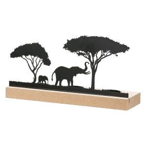 Κηροπήγιο ρεσώ Μοτίφ ελέφαντα Μεταλλικό Μαύρο Φυσικά Χρώματα 2 Ποικιλία 24X7X13Cm 24X7X13Cm