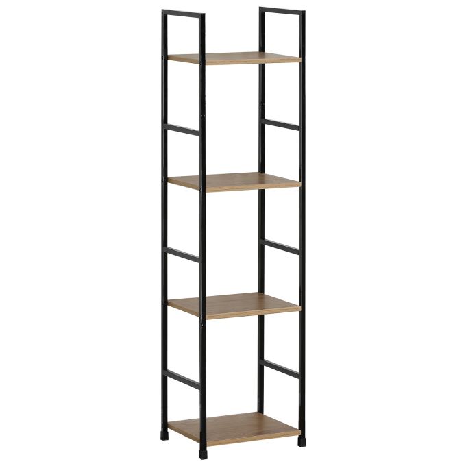 Ραφιέρα ArteLibre DARROW Με 4 Ράφια Δρυς/Μαύρο Μοριοσανίδα/Μέταλλο 29.1x23.5x112cm