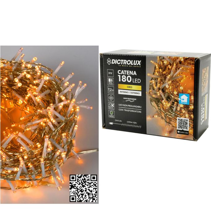 180 LED Χρυσό Για Εξωτερικό Χώρο Με Διαφανές Καλώδιο Και Πρόγραμμα