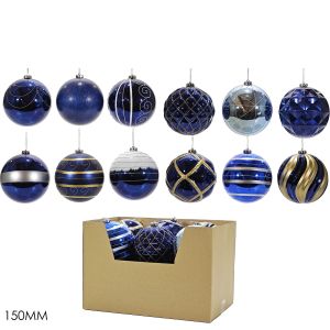 Χριστουγεννιάτικη Μπάλα Μπλε 150mm Σε 12 Σχέδια