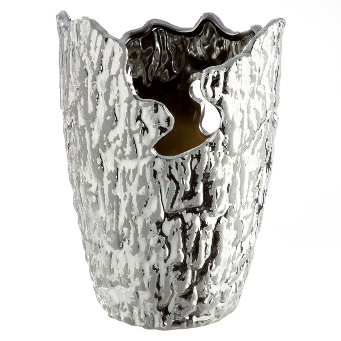 Βάζο Κωνικό Κεραμικό Ασημί Χρώμα D13X19Cm D13X19Cm