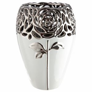 Βάζο Τριαντάφυλλο Μοτίφ Κεραμικό Λευκό D16X24Cm D16X24Cm