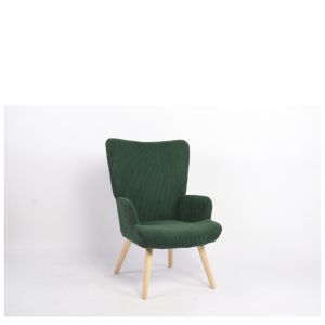 Πολυθρόνα ArteLibre LIRA Πράσινο Ύφασμα Κοτλέ/Ξύλο 94.5x64x70.5cm