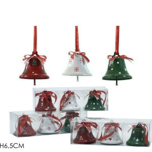 Χριστουγεννιάτικα Κρεμαστά Καμπάνες 6.5cm Σετ 3Τμχ Σε 3 Σχέδια