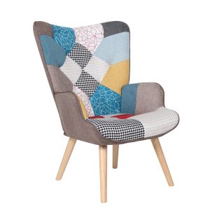 Πολυθρόνα ArteLibre BRIAR Πολύχρωμο Patchwork Ύφασμα/Ξύλο 73x69x96cm
