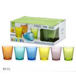 Ποτήρια Pixel Πορτοκαλί/Κίτρινο/Πράσινο/Μπλε/Γαλάζιο/Ροζ Γυαλί 35cl 6Τμχ Σε 6 Χρώματα