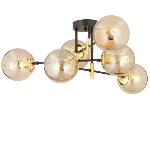 Φωτιστικό Κρεμαστό ArteLibre MAR Πολύφωτο Χρυσό/Μελί Μέταλλο/Γυαλί 70x35cm