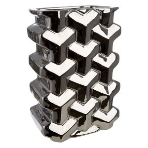 Βάζο Ορθογώνιο Κεραμικό Ασημί χρώμα 15X10X22Cm 15X10X22Cm