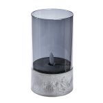 Φωτιστικό Ανεμοφωτιστικό (LED) Κυλινδρικό Γυαλί Γκρι 12.5x8cm