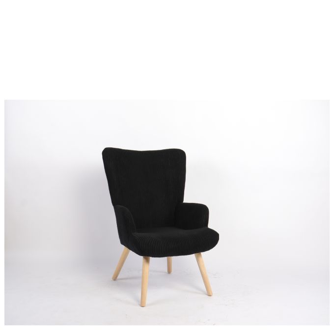 Πολυθρόνα ArteLibre LIRA Μαύρο Ύφασμα Κοτλέ/Ξύλο 94.5x64x70.5cm