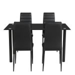 Σετ Τραπεζαρίας (4+1) ArteLibre TAGETES Μαύρο 120x70x75cm