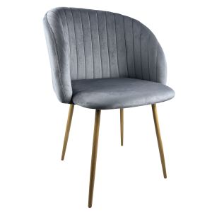 Καρέκλα ArteLibre KINGFISHER Γκρι Βελούδο/Μέταλλο/Ξύλο 54x55x83cm