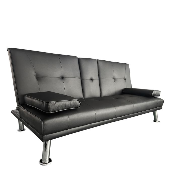 Καναπές Κρεβάτι Τριθέσιος ArteLibre ALFRED Μαύρο PU 164x76.5x79cm