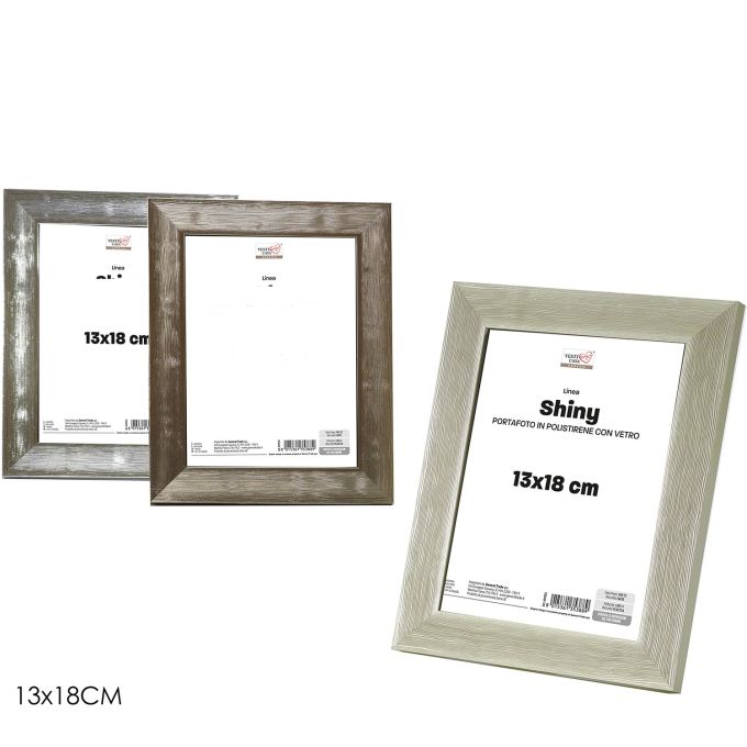 Κορνίζα Shiny Ασημί/Γκρι/Χρυσό Πολυστυρένιο/Γυαλί 13x18cm Σε 3 Χρώματα