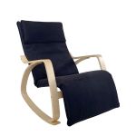 Πολυθρόνα Κουνιστή ArteLibre LUNDRA Μαύρο/Φυσικό Ύφασμα/Ξύλο 67x127x91cm