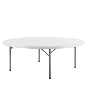 Τραπέζι Catering Στρογγυλό ArteLibre TILIA Πτυσσόμενο (Βαλίτσα) Λευκό/Γκρι HDPE/Μέταλλο Φ150x74cm