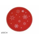 Σουπλά Με Χιονονιφάδες Κόκκινο/Λευκό Ύφασμα Felt Φ35cm