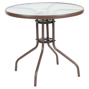 Τραπέζι Κήπου ArteLibre EARTH Καφέ Μέταλλο/Γυαλί Φ80x70cm