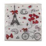Χαρτοπετσέτες 'Paris' Τρίφυλλες Λευκό 33x33cm Σετ 20Τμχ