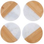 Σουβέρ 4Τμχ Μπαμπού/Μάρμαρο 2 Σχέδια ALPINA