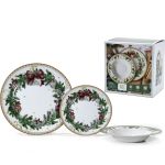 Σετ Πιάτων Red Ribbon Garland Πορσελάνη 18Τμχ