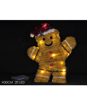 Χριστουγεννιάτικο Διακοσμητικό Gingerbread Με 20 LED 30cm