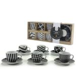 Σετ Φλυτζάνια Καφέ 9cl Με Διακόσμηση Πολύχρωμο Κεραμικό 6+6Τμχ