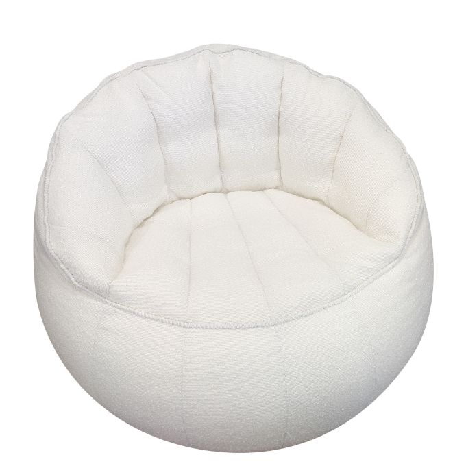 Πουφ Πολυθρόνα ArteLibre HIMALIA Λευκό Ύφασμα Φ80x73cm