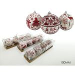 Μπάλα Με Διακόσμηση Λευκό/Κόκκινο Φ10cm Σετ 4Τμχ Σε 3 Σχέδια