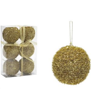 Χριστουγεννιάτικη Μπάλα Χρυσό 80mm Σετ 6Τμχ