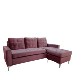 Καναπές Γωνιακός ArteLibre BLAZE Αναστρέψιμος Σάπιο Μήλο Ύφασμα 190x128x82cm