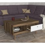 Τραπεζάκι Σαλονιού ArteLibre Hios Λευκό/Σκούρο Καφέ Μοριοσανίδα/Μελαμίνη 100x65x47cm