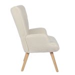 Πολυθρόνα ArteLibre MARION Λευκό Ύφασμα Μπουκλέ/Ξύλο 73x69x96cm