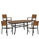 Σετ Τραπεζαρία Κήπου ArteLibre RUSUMO Γκρι/Καρυδί Αλουμίνιο/Ξύλο Με 4 Πολυθρόνες 14990187