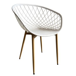 Καρέκλα Κήπου ArteLibre BALI Λευκό/Φυσικό PP/Μέταλλο 62x42x82cm