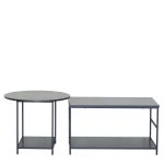 Τραπεζάκι Σαλονιού ArteLibre ROWDEN Μαύρο Μάρμαρο Μοριοσανίδα/Μέταλλο 60x60x50/80x47x45cm Σετ 2Τμχ